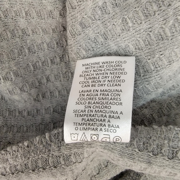 Chaser Sz L Waffle Knit Thermal Top Button Cuffs Long sleeve Gray - Picture 9 of 9
